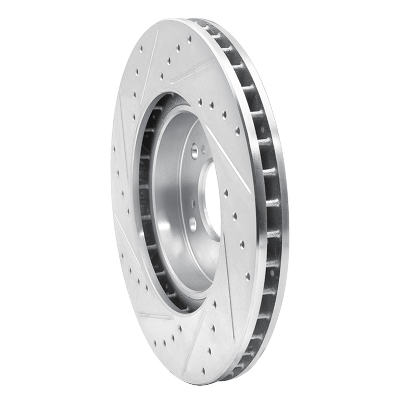 Acura RL Brake Rotor (1) - Front Right - R1 Concepts - Drilled & Slotted - Silver - `05-`12